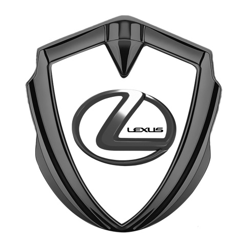 Lexus 3d Emblem Badge Graphite White Print Dark Steel Logo