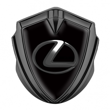 Lexus Silicon Emblem Graphite Black Background Dark Steel Logo