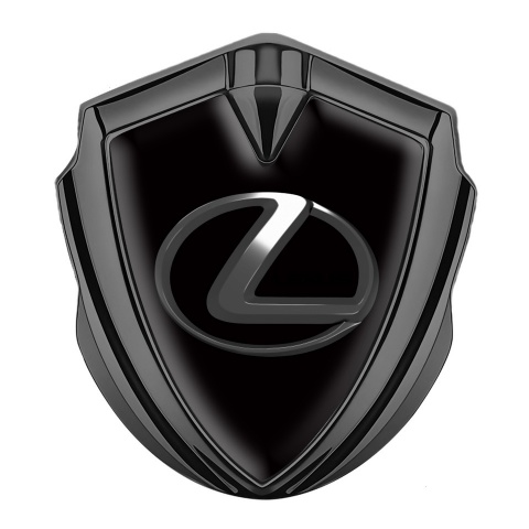 Lexus Silicon Emblem Graphite Black Background Dark Steel Logo