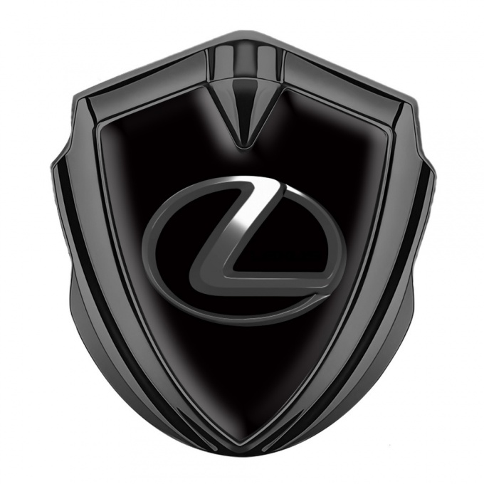 Lexus Silicon Emblem Graphite Black Background Dark Steel Logo