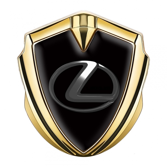 Lexus Silicon Emblem Gold Black Background Dark Steel Logo