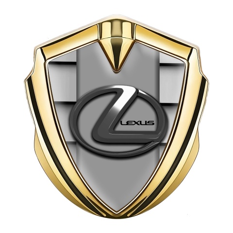 Lexus Emblem Car Badge Gold Grille Motif Grey Dark Steel Logo