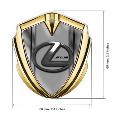 Lexus Emblem Fender Badge Gold Metal Frame Grey Dark Steel Logo