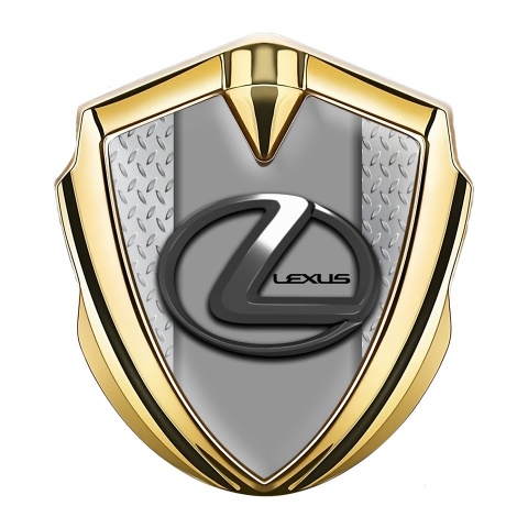 Lexus Emblem Fender Badge Gold Light Treadplate Dark Steel Logo
