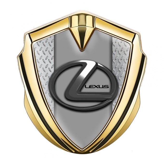 Lexus Emblem Fender Badge Gold Light Treadplate Dark Steel Logo