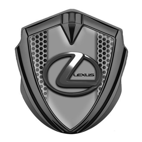 Lexus Fender Emblem Badge Graphite Honeycomb Grey Dark Steel Logo