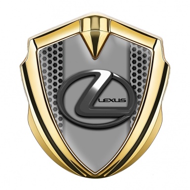 Lexus Fender Emblem Badge Gold Honeycomb Grey Dark Steel Logo