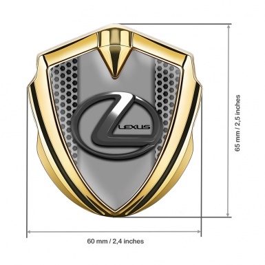 Lexus Fender Emblem Badge Gold Honeycomb Grey Dark Steel Logo