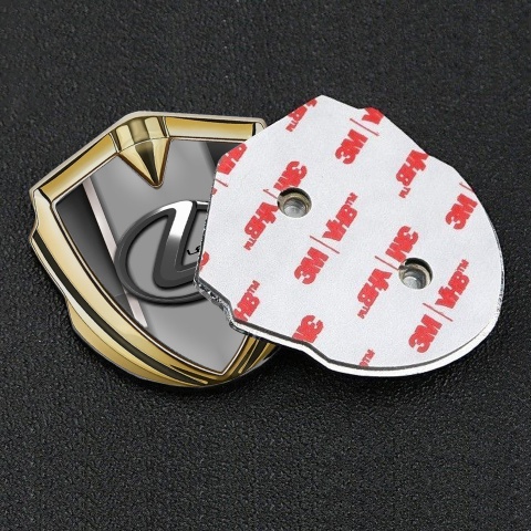 Lexus Emblem Trunk Badge Gold White Stripe Grey Dark Steel Logo