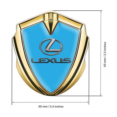 Lexus Metal Emblem Badge Gold Sky Blue Base Classic Lead Logo