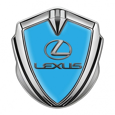 Lexus Metal Emblem Badge Silver Sky Blue Base Classic Lead Logo