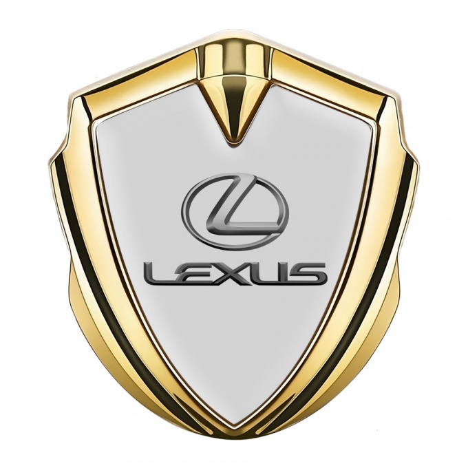 Lexus Bodyside Domed Emblem Gold Grey Base Classic Lead Logo