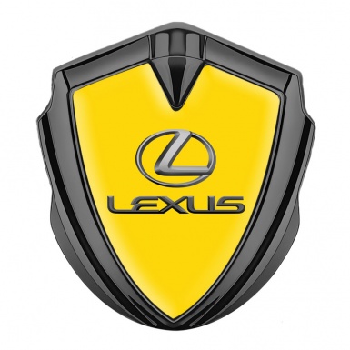 Lexus Emblem Metal Badge Graphite Yellow Background Classic Lead Logo