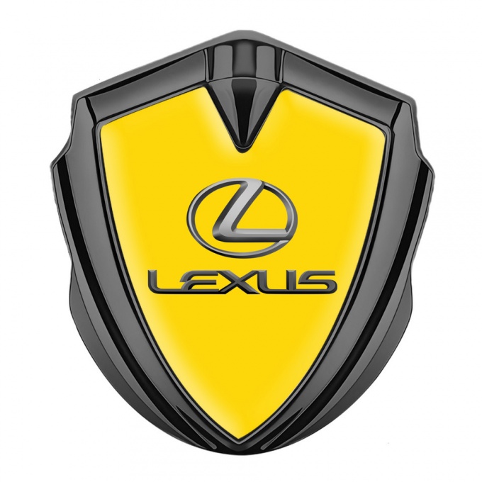 Lexus Emblem Metal Badge Graphite Yellow Background Classic Lead Logo