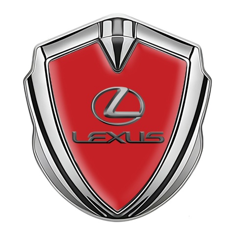 Lexus 3d Emblem Badge Silver Crimson Background Classic Lead Logo