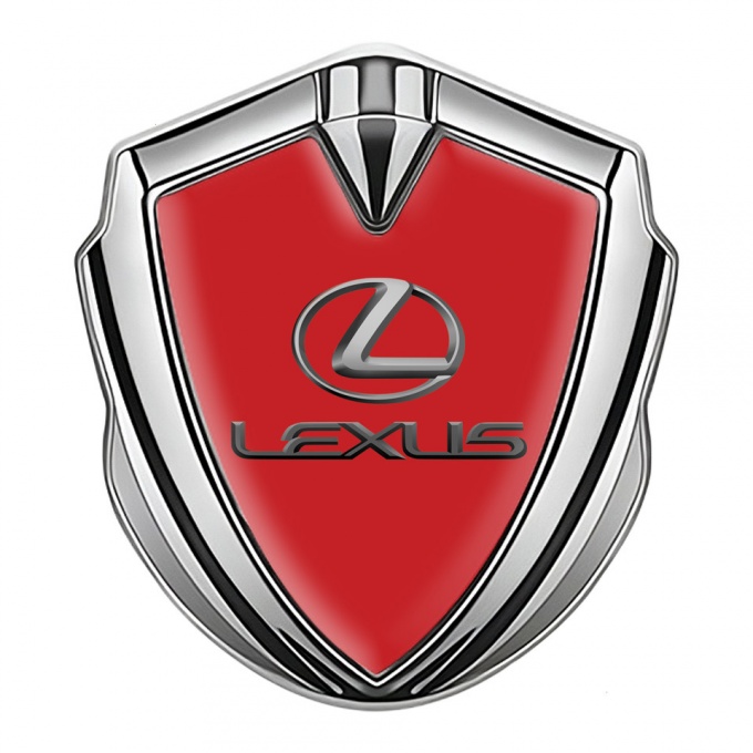 Lexus 3d Emblem Badge Silver Crimson Background Classic Lead Logo