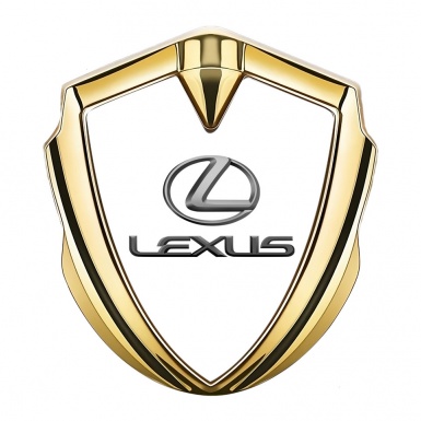 Lexus Silicon Emblem Badge Gold White Background Classic Lead Logo