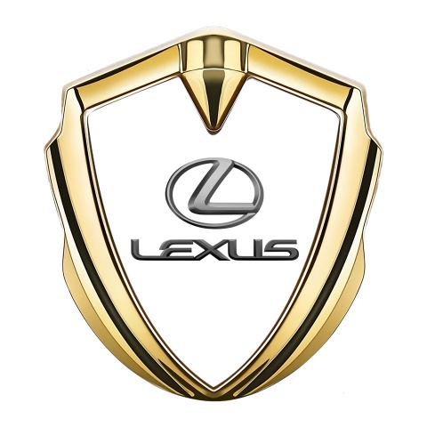 Lexus Silicon Emblem Badge Gold White Background Classic Lead Logo