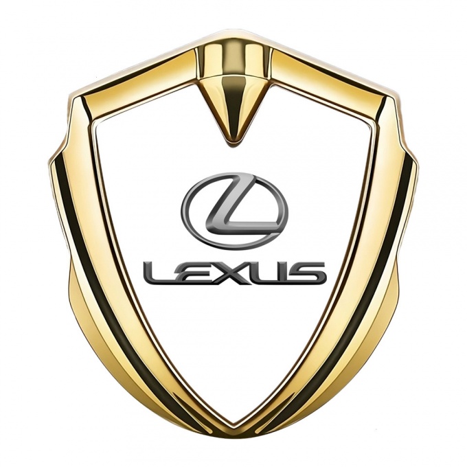 Lexus Silicon Emblem Badge Gold White Background Classic Lead Logo