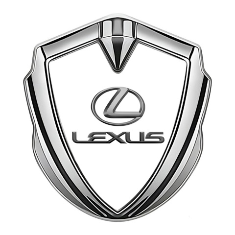 Lexus Silicon Emblem Badge Silver White Background Classic Lead Logo