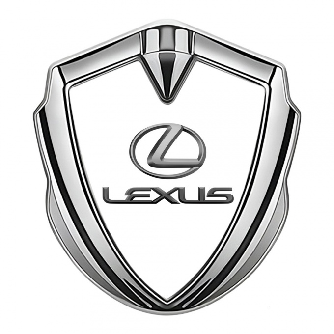 Lexus Silicon Emblem Badge Silver White Background Classic Lead Logo