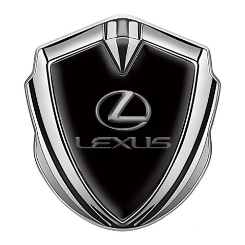 Lexus Emblem Car Badge Silver Black Background Classic Lead Logo