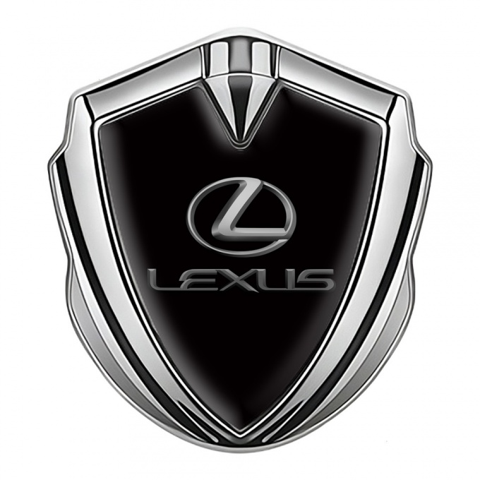 Lexus Emblem Car Badge Silver Black Background Classic Lead Logo