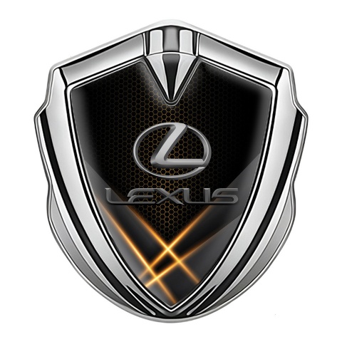 Lexus Emblem Badge Self Adhesive Silver Orange Hex Classic Lead Logo