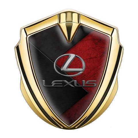 Lexus Emblem Trunk Badge Gold Red Surface Classic Lead Logo