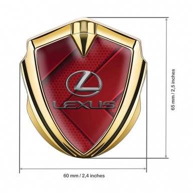 Lexus Emblem Self Adhesive Gold Red Honeycomb Classic Lead Logo