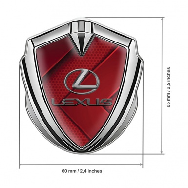 Lexus Emblem Self Adhesive Silver Red Honeycomb Classic Lead Logo