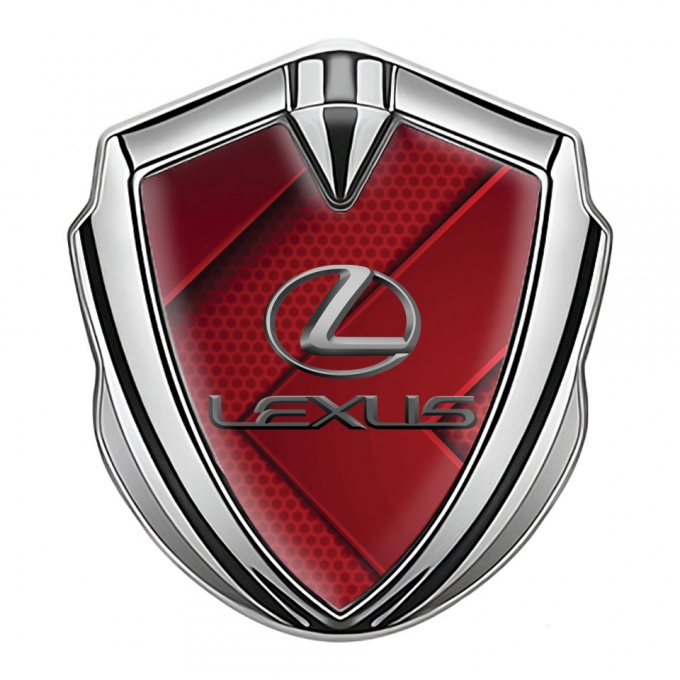 Lexus Emblem Self Adhesive Silver Red Honeycomb Classic Lead Logo