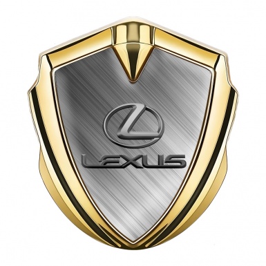 Lexus Bodyside Domed Emblem Gold Brushed Steel Classic Lead Logo