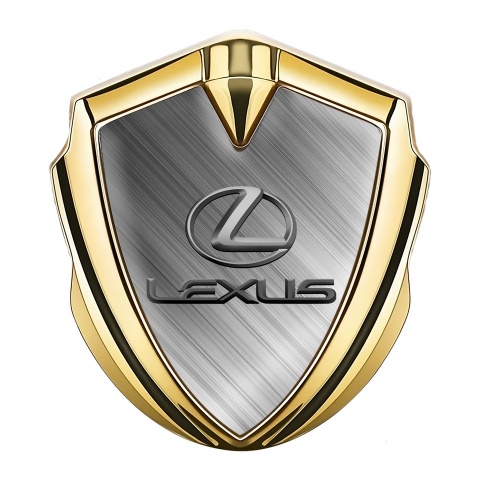 Lexus Bodyside Domed Emblem Gold Brushed Steel Classic Lead Logo