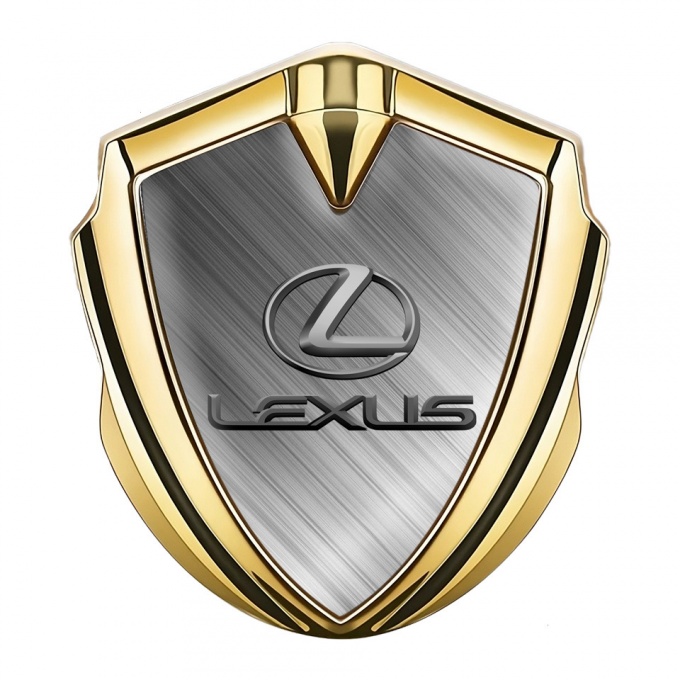 Lexus Bodyside Domed Emblem Gold Brushed Steel Classic Lead Logo