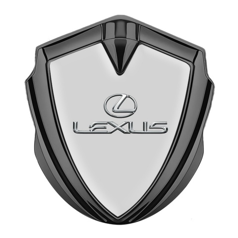 Lexus Emblem Car Badge Graphite Grey Base Classic Chrome Logo