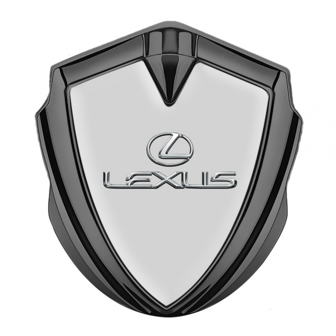 Lexus Emblem Car Badge Graphite Grey Base Classic Chrome Logo