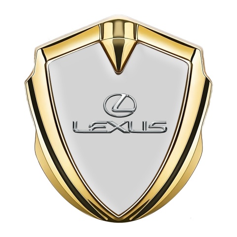 Lexus Emblem Car Badge Gold Grey Base Classic Chrome Logo