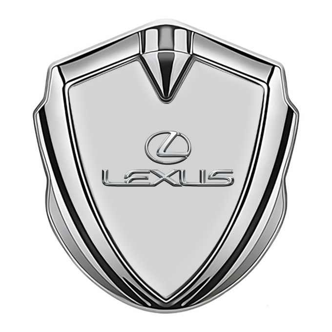 Lexus Emblem Car Badge Silver Grey Base Classic Chrome Logo