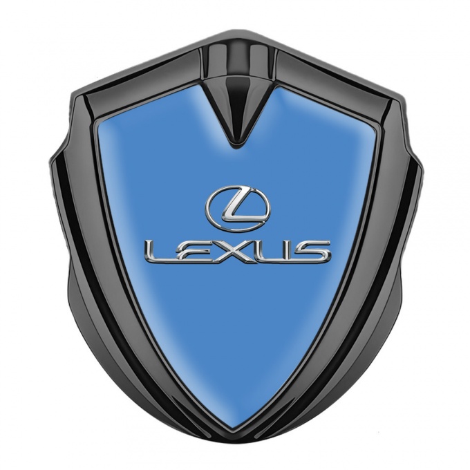 Lexus Metal Domed Emblem Graphite Glacial Blue Classic Chrome Logo