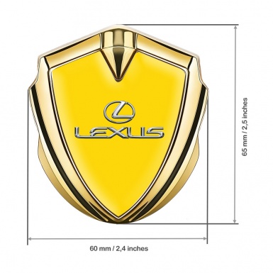 Lexus Badge Self Adhesive Gold Yellow Base Classic Chrome Logo
