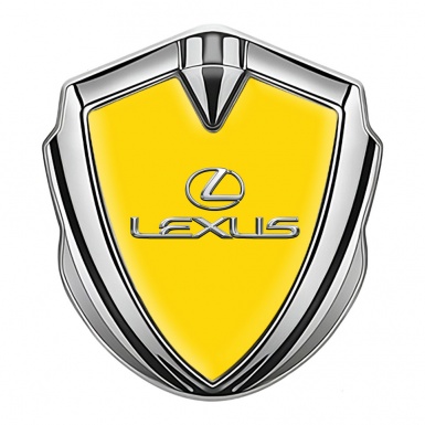 Lexus Badge Self Adhesive Silver Yellow Base Classic Chrome Logo