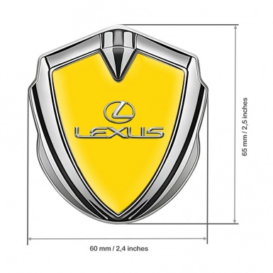 Lexus Badge Self Adhesive Silver Yellow Base Classic Chrome Logo