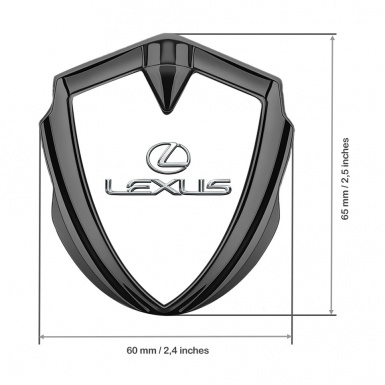 Lexus Emblem Fender Badge Graphite White Print Classic Chrome Logo
