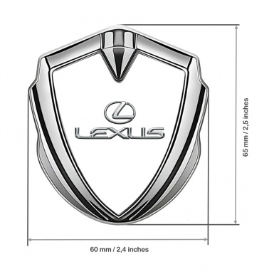 Lexus Emblem Fender Badge Silver White Print Classic Chrome Logo