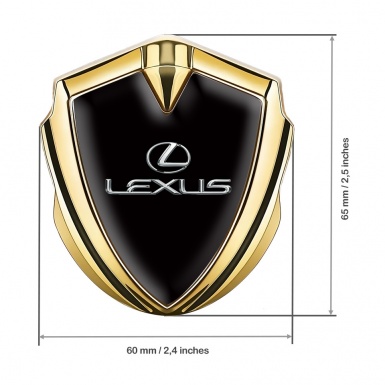 Lexus Emblem Badge Self Adhesive Gold Black Print Classic Chrome Logo