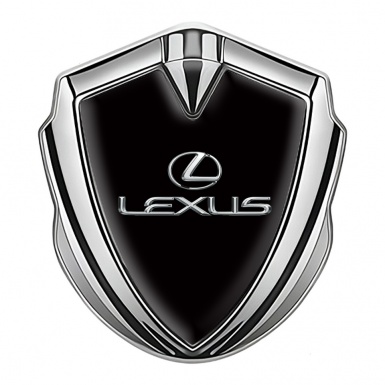 Lexus Emblem Badge Self Adhesive Silver Black Print Classic Chrome Logo