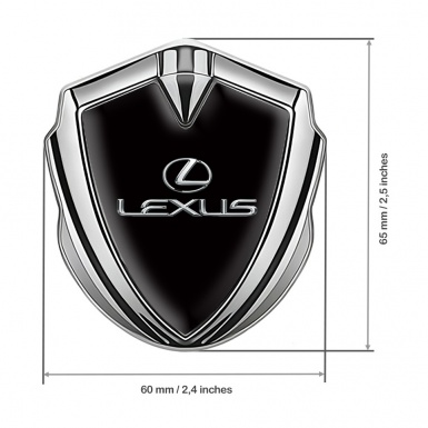 Lexus Emblem Badge Self Adhesive Silver Black Print Classic Chrome Logo