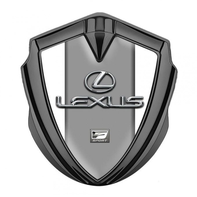 Lexus Emblem Trunk Badge Graphite White Grey Print Classic Chrome Logo