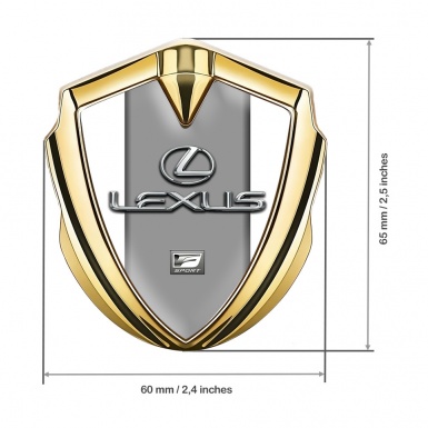 Lexus Emblem Trunk Badge Gold White Grey Print Classic Chrome Logo